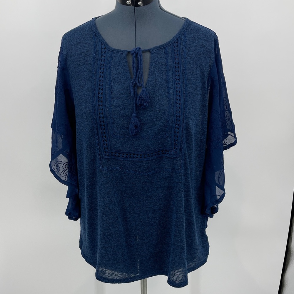 August Silk Deep Blue Women's Blouse NO TAG MEASUREMENTS 3XL
